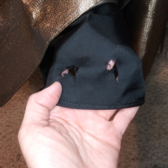 Monique Lhuillier Strapless Sparkly Bronze Lame´ Beaded Waist Evening Gown - Picture 14 of 16